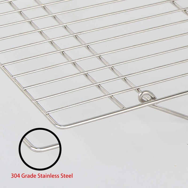 Flagship مجموعة رفوف تبريد الخبز الرائدة من 4 قطع، مصنوعة من الفولاذ المقاوم للصدأ 304 بنسبة 100%، قابلة للتكديس للتبريد والشواء والطهي - 14.4''x10.43'' - Image 5